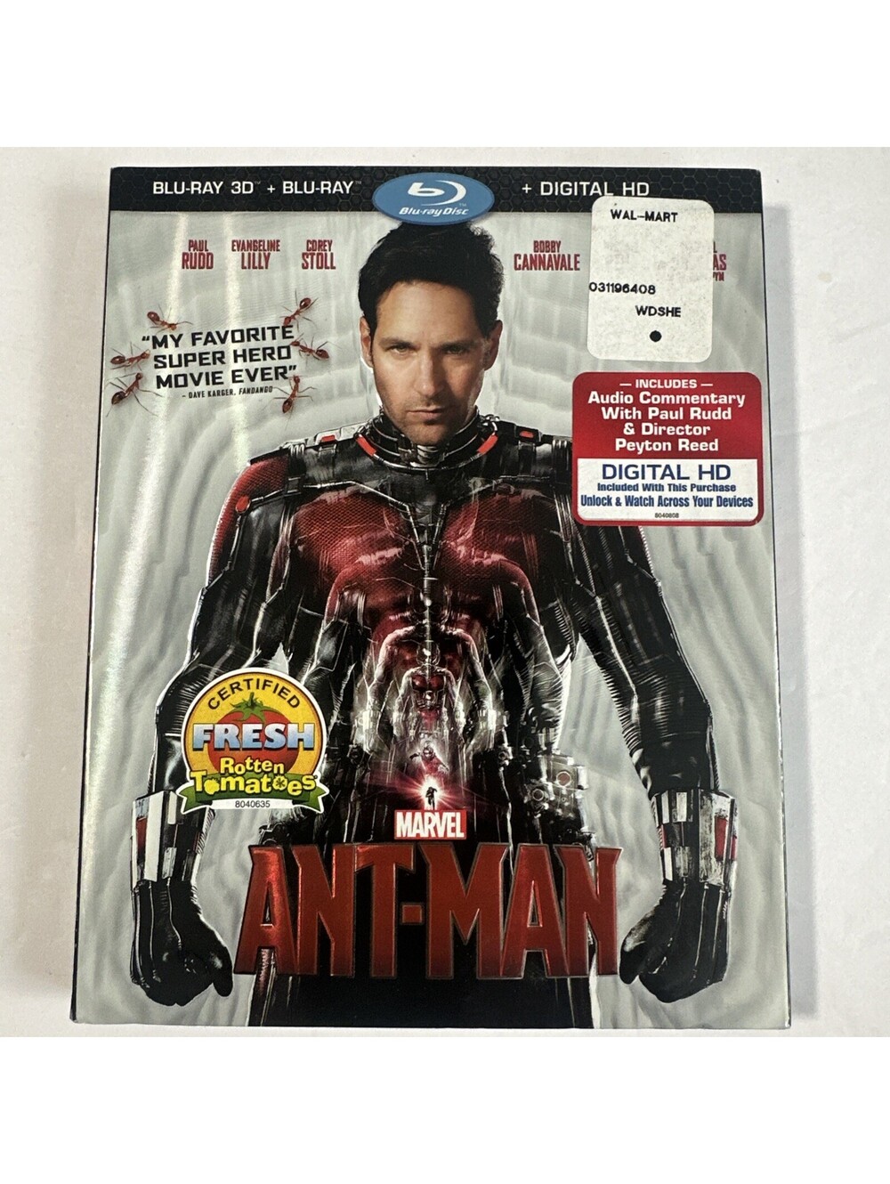 Ant-Man 3D Blu-ray + Blu-ray 2-Disc 2015 Marvel w/ Slipcover Paul Rudd